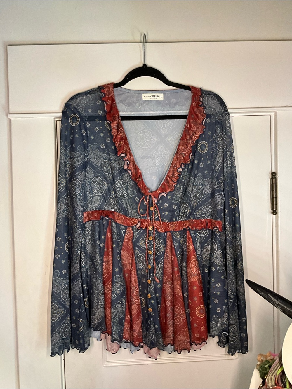 Natural Life Sierra Mesh Mixed Print Top NWT